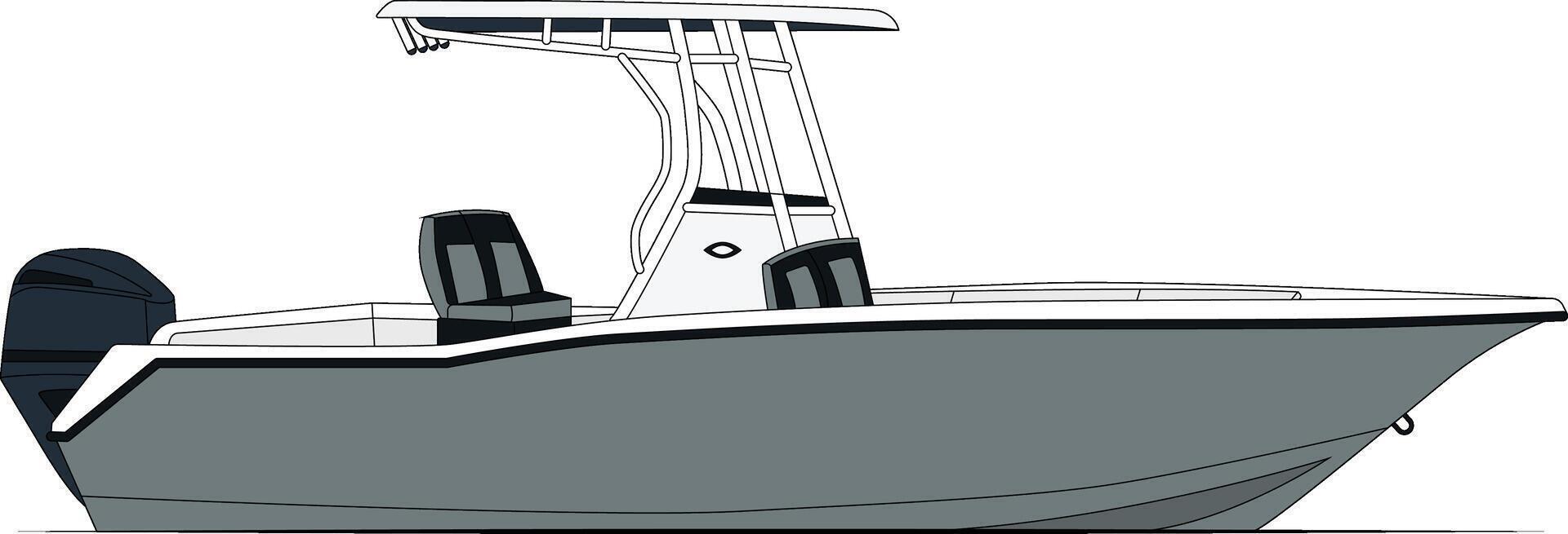 côté vue pêche bateau vecteur