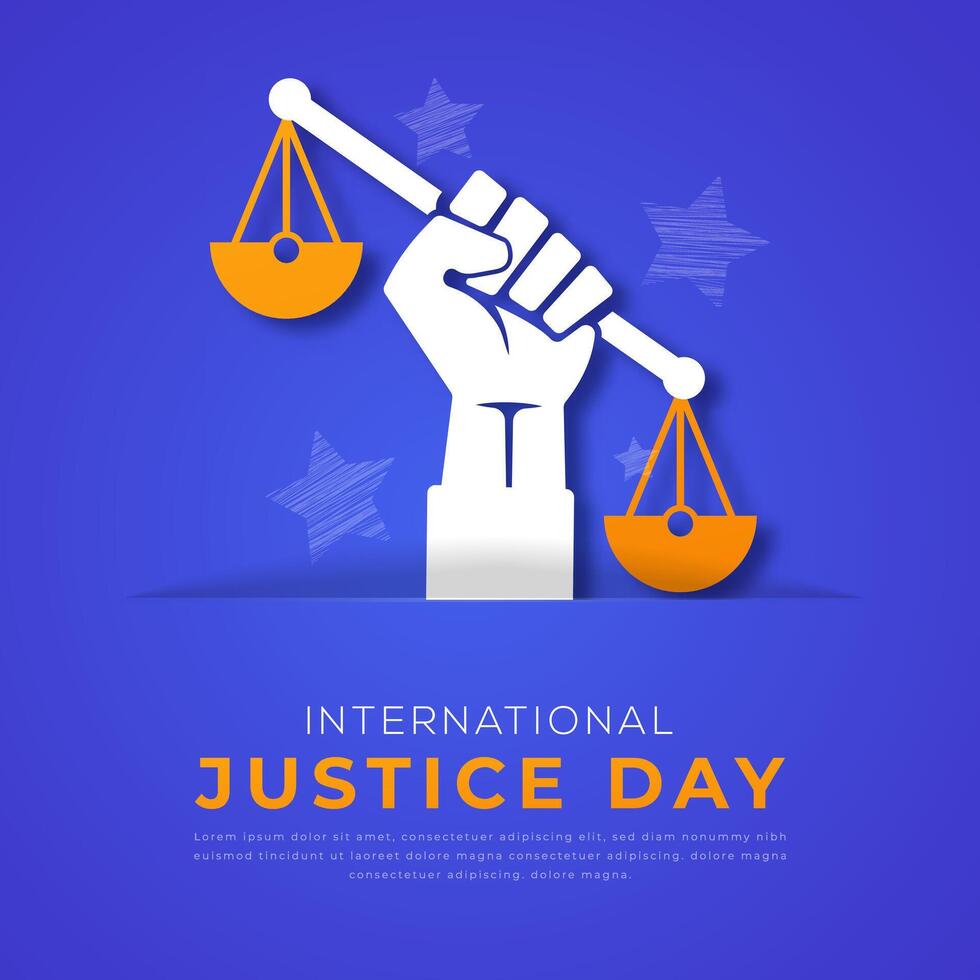 international Justice journée papier Couper style vecteur conception illustration pour arrière-plan, affiche, bannière, publicité, salutation carte