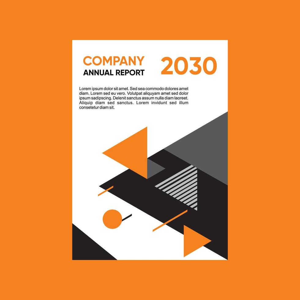 Orange et noir 2030 entreprise annuel rapport vecteur