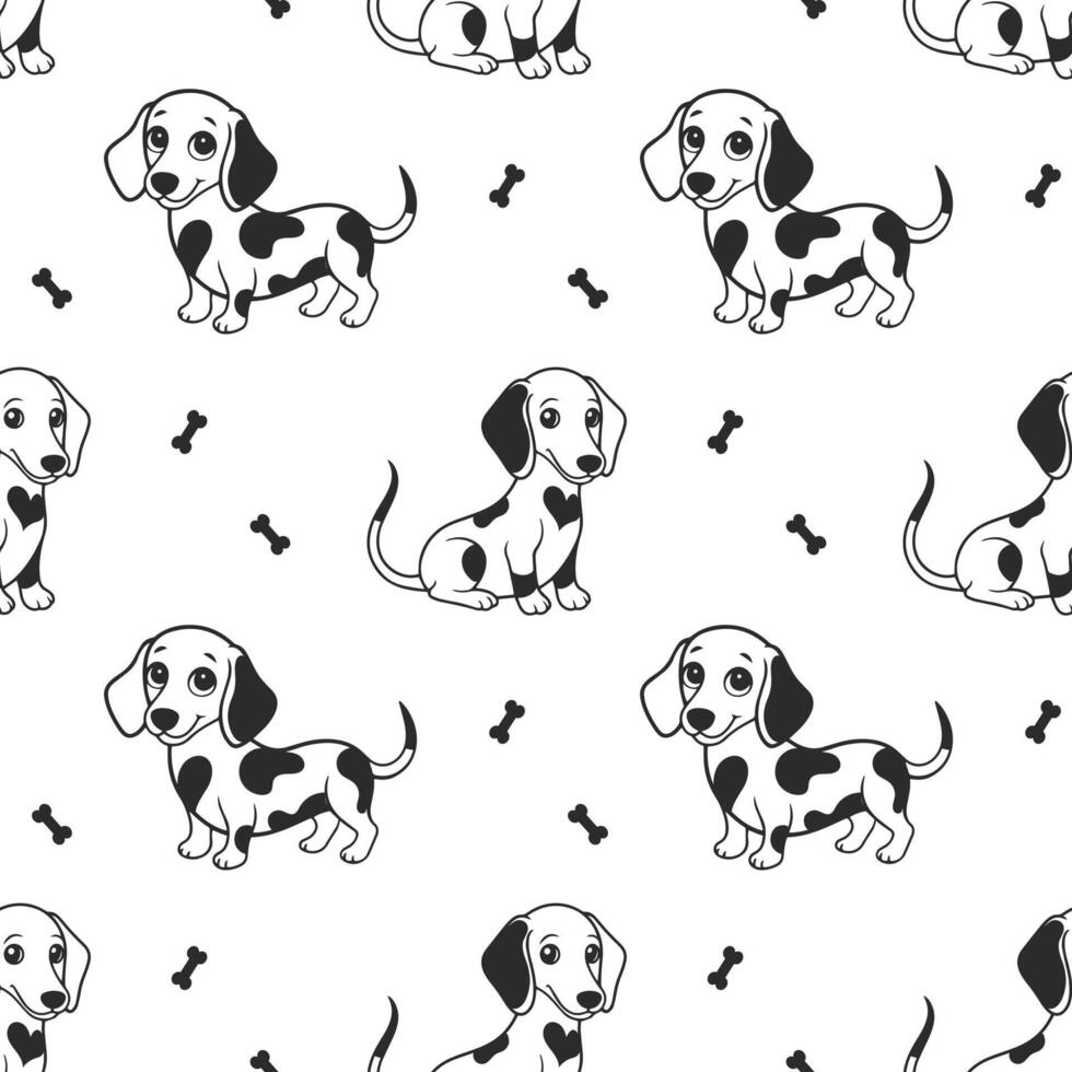 sans couture modèle avec mignonne dessin animé dalmatien chiens sur une blanc Contexte. vecteur illustration.