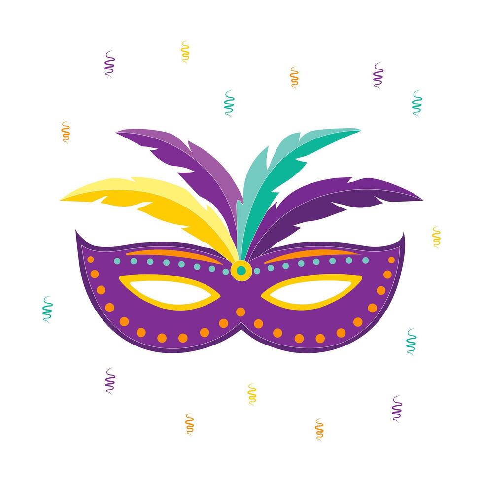 coloré mascarade carnaval masque sur une blanc Contexte. illustration, élégant conception, vecteur