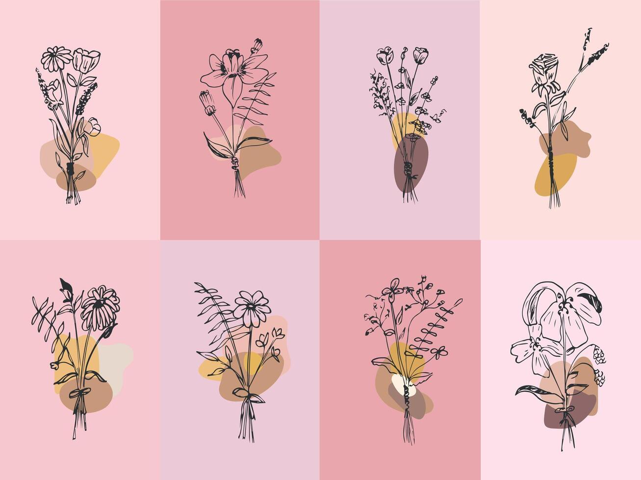 ensemble représentant bouquets de fleurs isolé sur une lumière Contexte. vecteur. vecteur illustration