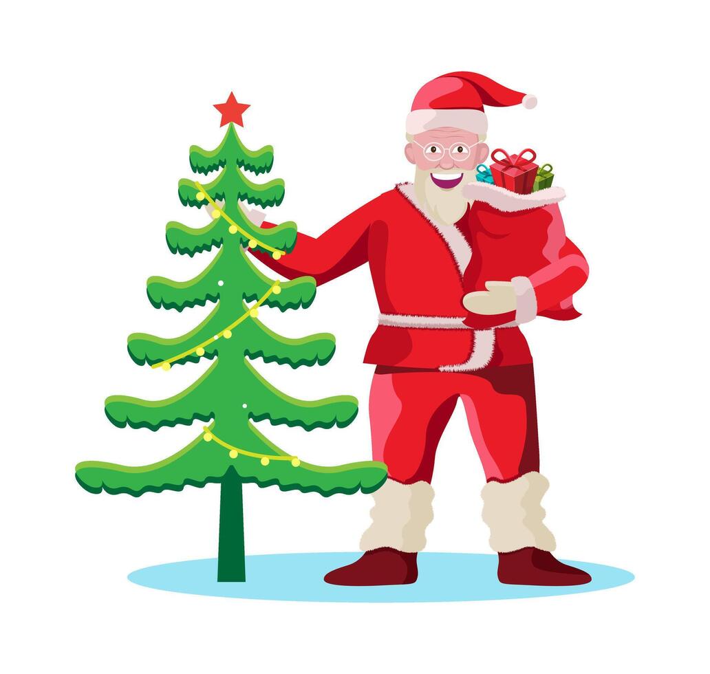 Père Noël claus avec Noël arbre vecteur