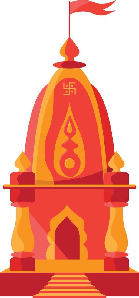 hindou spirituel temple avec drapeau et croix gammée vecteur