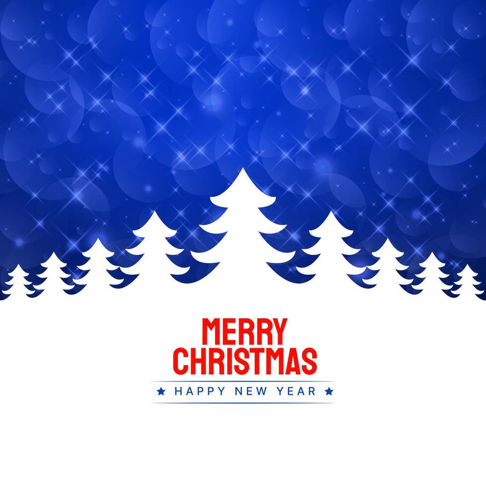 bleu joyeux Noël des arbres avec flocons de neige Contexte vecteur