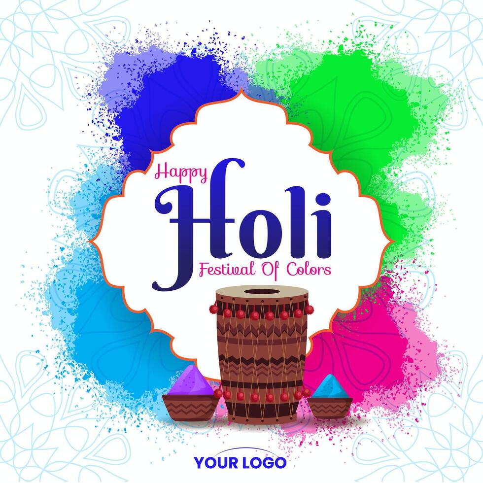 coloré content Holi hindou Festival fête Contexte salutation avec Couleur éclaboussure vecteur