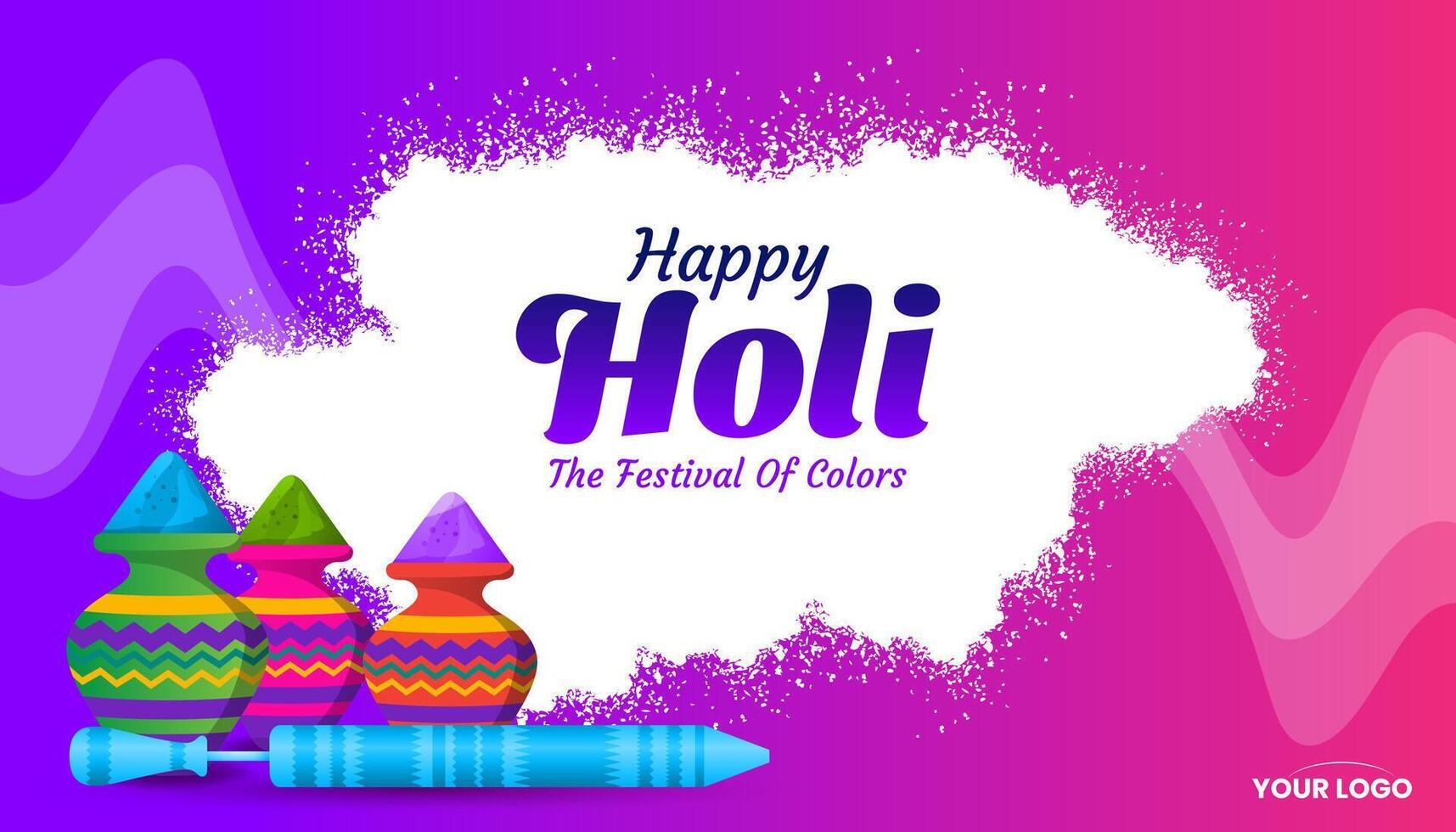 coloré content Holi hindou Festival fête salutation avec Couleur éclaboussure vecteur