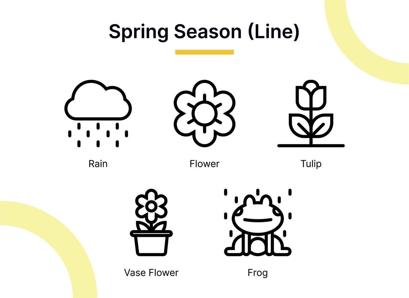 printemps saison icône ensemble dans ligne style adapté pour la toile et app Icônes, présentations, affiches, etc. vecteur