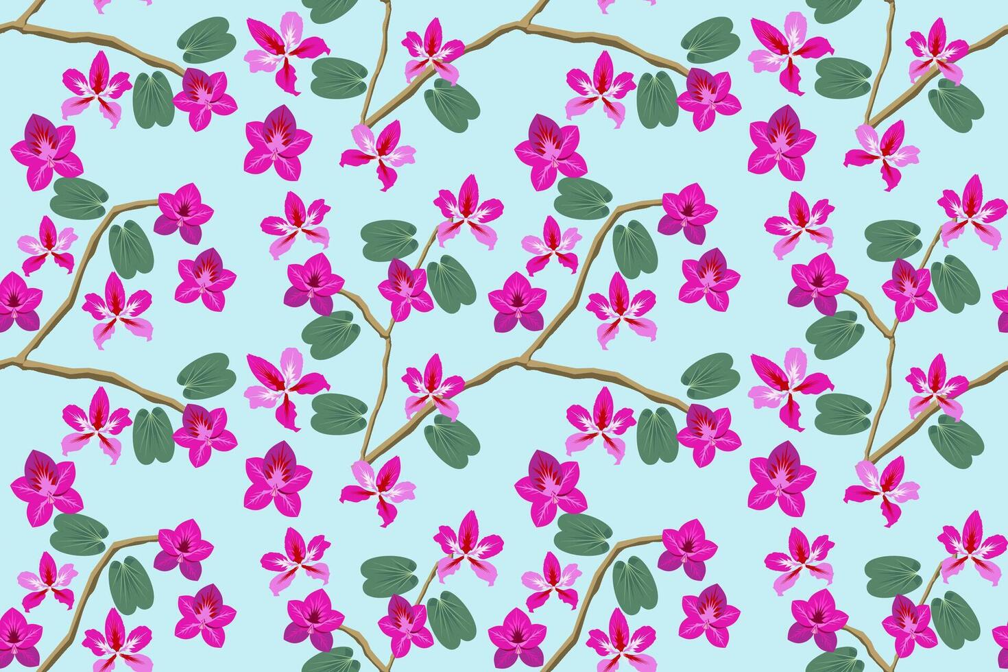 Bauhinia floral sans couture modèle. vecteur illustration conception pour tissu, tuile, emballage, fond d'écran, et Contexte