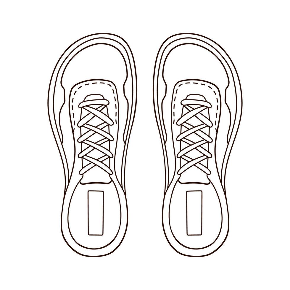 décontractée baskets pour Masculin ou femelle dans ligne art style. main tiré des chaussures Haut voir. vecteur illustration isolé sur une blanc Contexte.