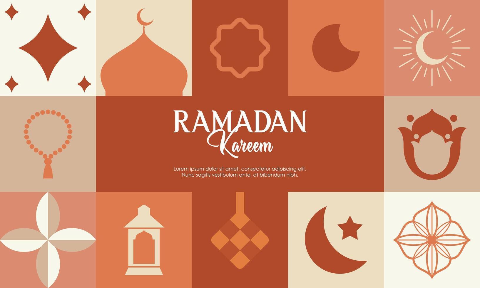 islamique salutation carte modèle avec Ramadan pour fond d'écran. Ramadan kareem abstrait concept avec Ramadan éléments vecteur