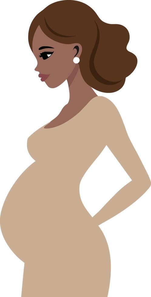 mois Enceinte femme côté vue illustration isolé vecteur