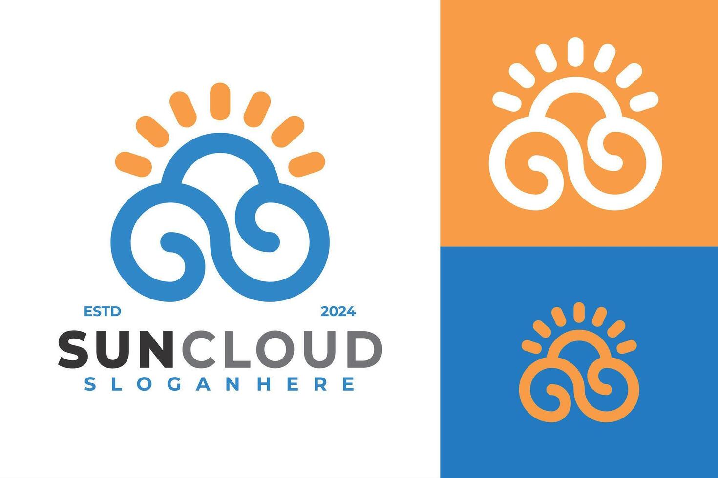 Soleil nuage logo conception vecteur symbole icône illustration