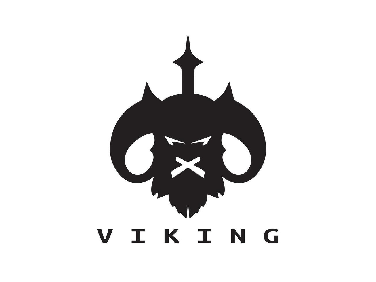 viking tête visage logo modèle vecteur
