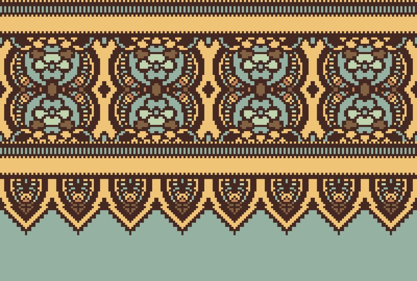 traverser point modèle avec floral conceptions. traditionnel traverser point travaux d'aiguille. géométrique ethnique modèle, broderie, textile ornementation, tissu, main cousu modèle, culturel piqûre pixel art. vecteur