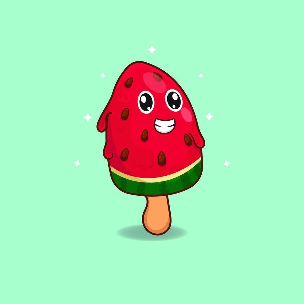 gratuit vecteur illustration de mignonne souriant pastèque la glace crème.