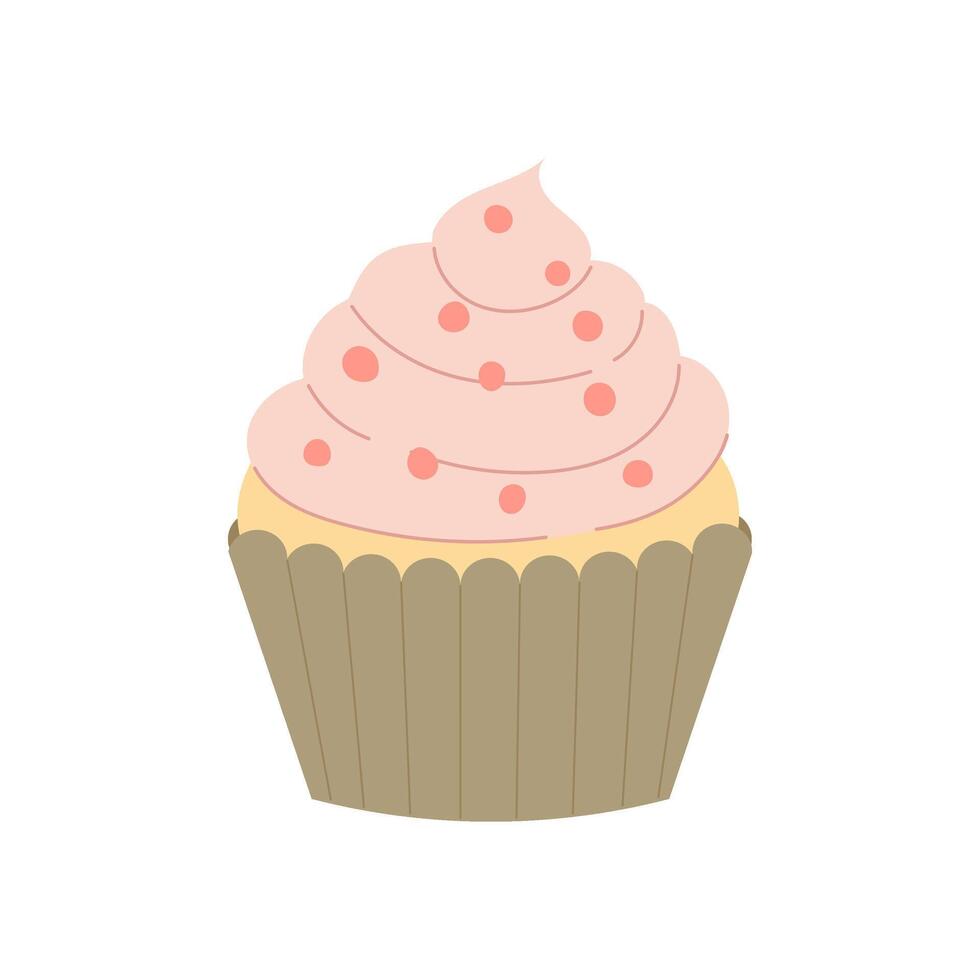 de fête muffin dans plat style. petit gâteau vecteur illustration sur blanc Contexte. fait maison pâtisserie.