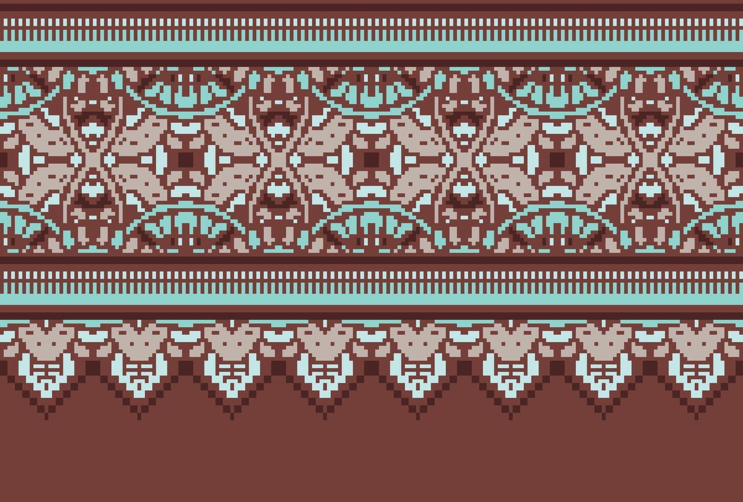 traverser point modèle avec floral conceptions. traditionnel traverser point travaux d'aiguille. géométrique ethnique modèle, broderie, textile ornementation, tissu, main cousu modèle, culturel piqûre pixel art. vecteur