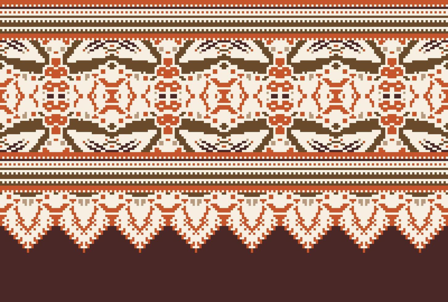 traverser point modèle avec floral conceptions. traditionnel traverser point travaux d'aiguille. géométrique ethnique modèle, broderie, textile ornementation, tissu, main cousu modèle, culturel piqûre pixel art. vecteur