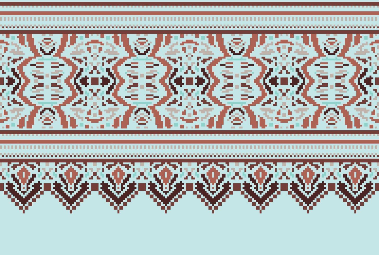 pixel traverser point modèle avec floral conceptions. traditionnel traverser point travaux d'aiguille. géométrique ethnique modèle, broderie, textile ornementation, tissu, main cousu modèle, culturel piqûre vecteur