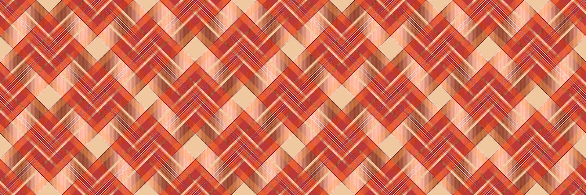 Années 60 plaid modèle arrière-plan, maquette sans couture vérifier tartan. fier vecteur texture en tissu textile dans Orange et rouge couleurs.