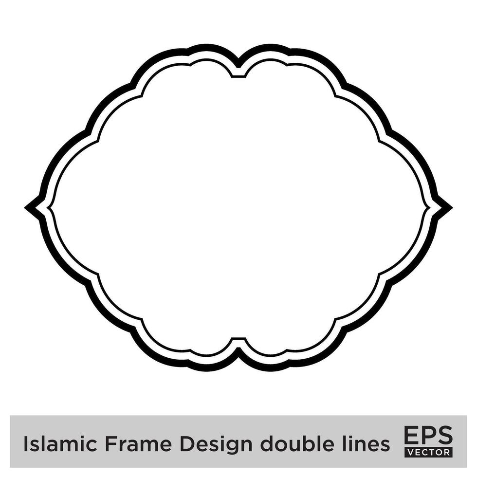 islamique Cadre conception double lignes noir accident vasculaire cérébral silhouettes conception pictogramme symbole visuel illustration vecteur