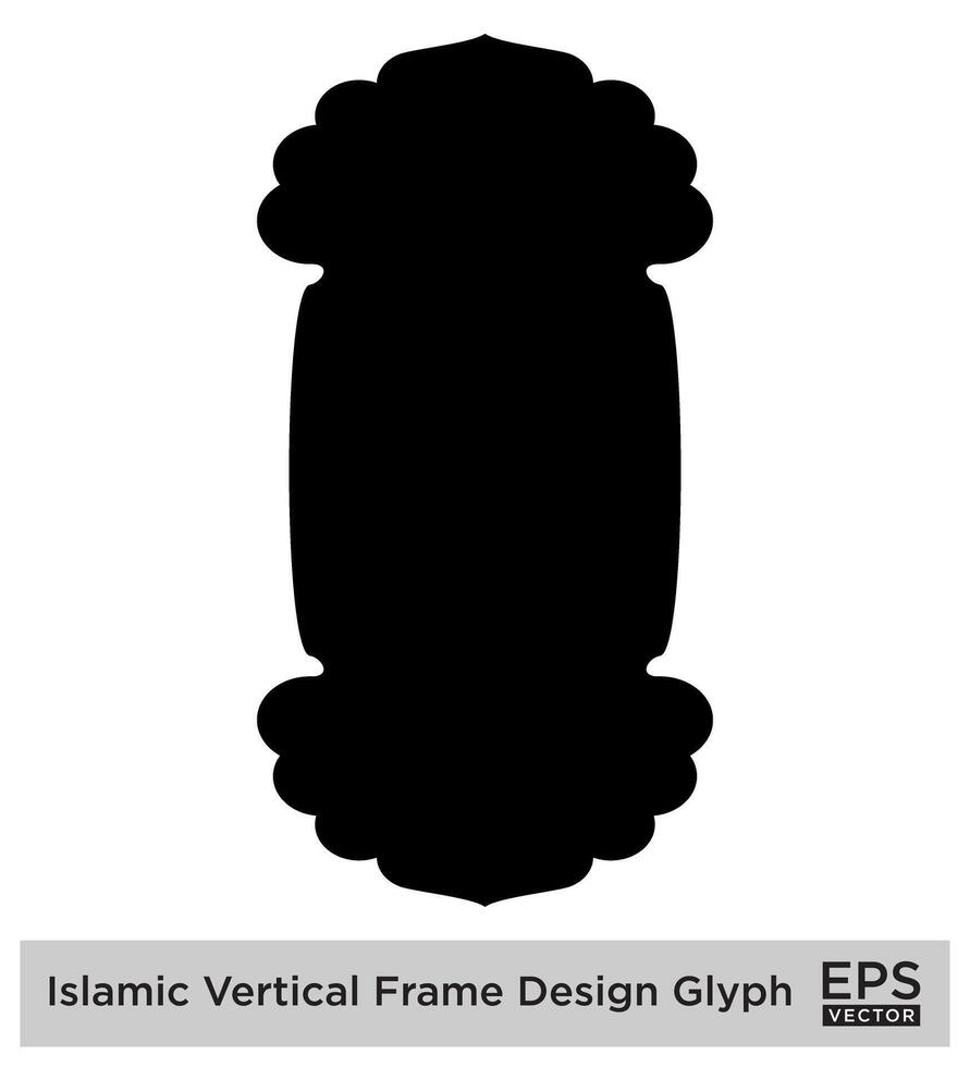 islamique verticale Cadre conception glyphe noir rempli silhouettes conception pictogramme symbole visuel illustration vecteur