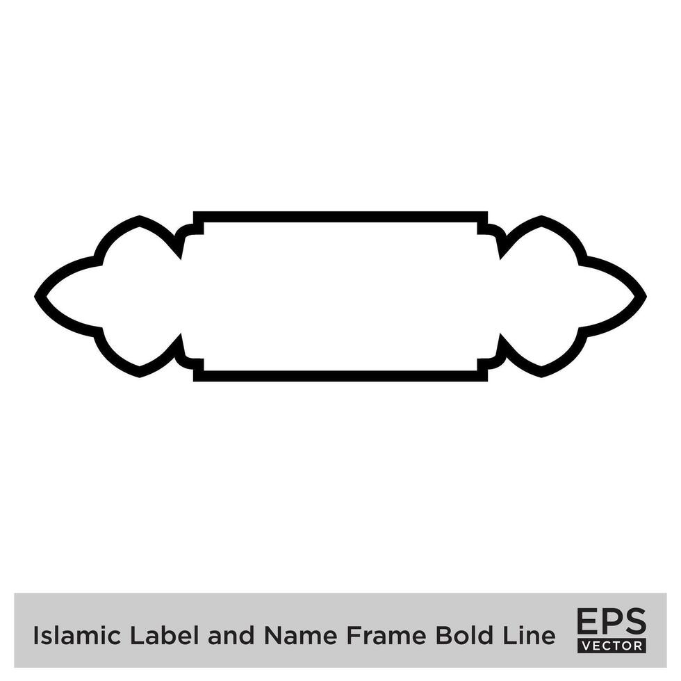 islamique étiquette et Nom Cadre audacieux ligne contour linéaire noir accident vasculaire cérébral silhouettes conception pictogramme symbole visuel illustration vecteur