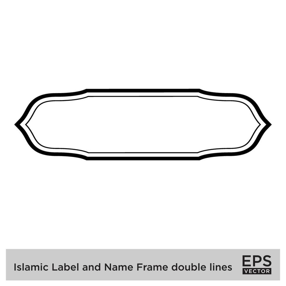 islamique étiquette et Nom Cadre double lignes contour linéaire noir accident vasculaire cérébral silhouettes conception pictogramme symbole visuel illustration vecteur