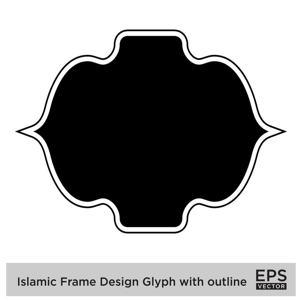 islamique Cadre conception glyphe avec contour noir rempli silhouettes conception pictogramme symbole visuel illustration vecteur