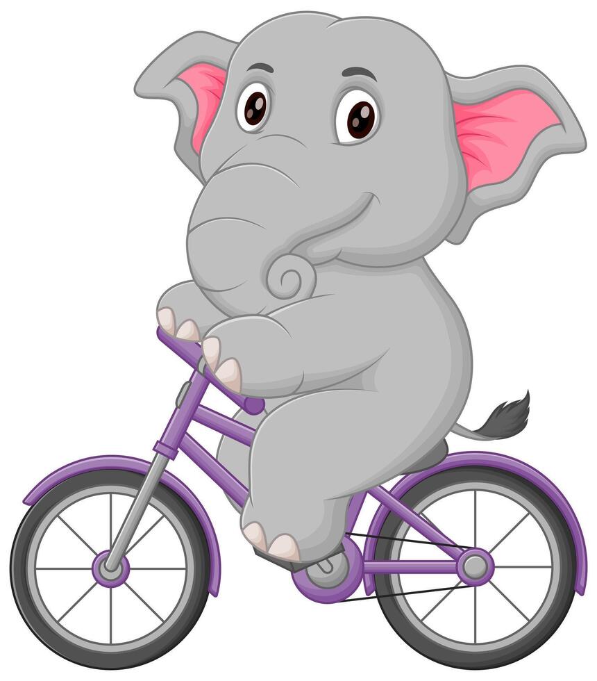 mignonne l'éléphant équitation vélo dessin animé vecteur icône illustration. animal sport icône concept isolé prime vecteur