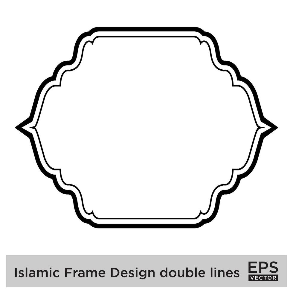 islamique Cadre conception double lignes noir accident vasculaire cérébral silhouettes conception pictogramme symbole visuel illustration vecteur