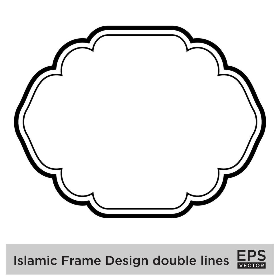 islamique Cadre conception double lignes noir accident vasculaire cérébral silhouettes conception pictogramme symbole visuel illustration vecteur