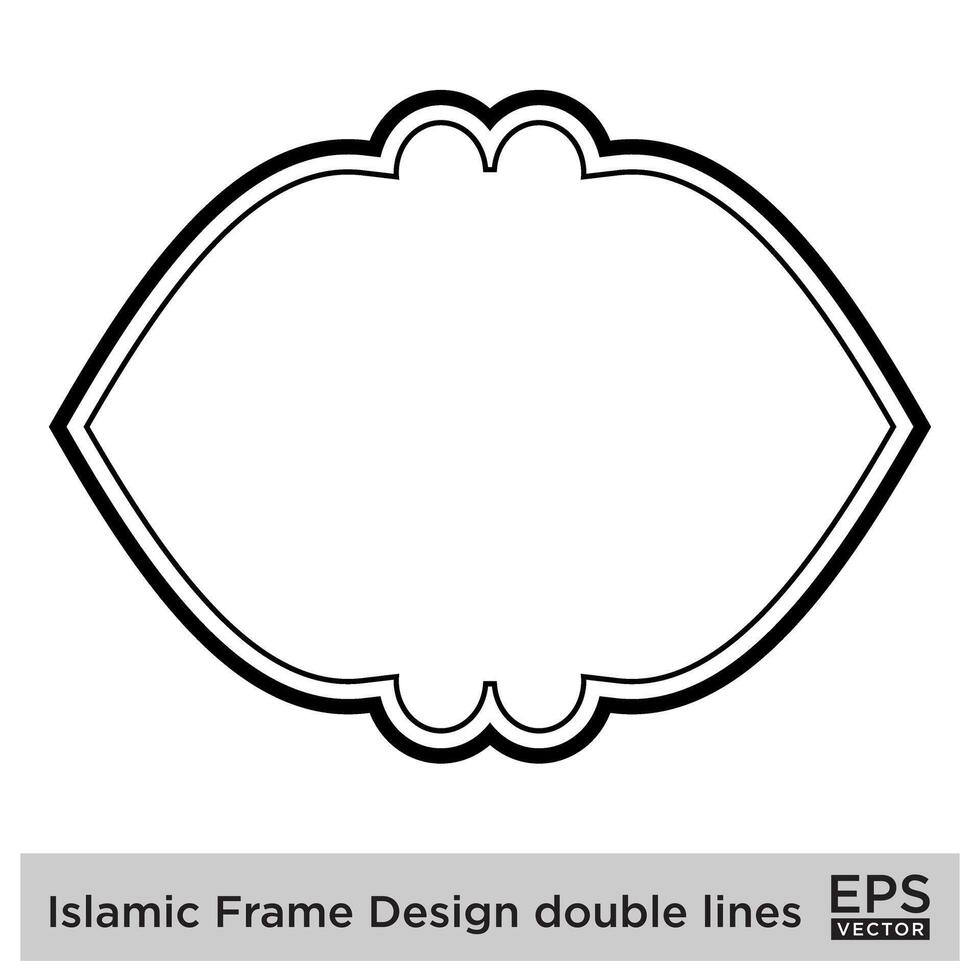 islamique Cadre conception double lignes noir accident vasculaire cérébral silhouettes conception pictogramme symbole visuel illustration vecteur