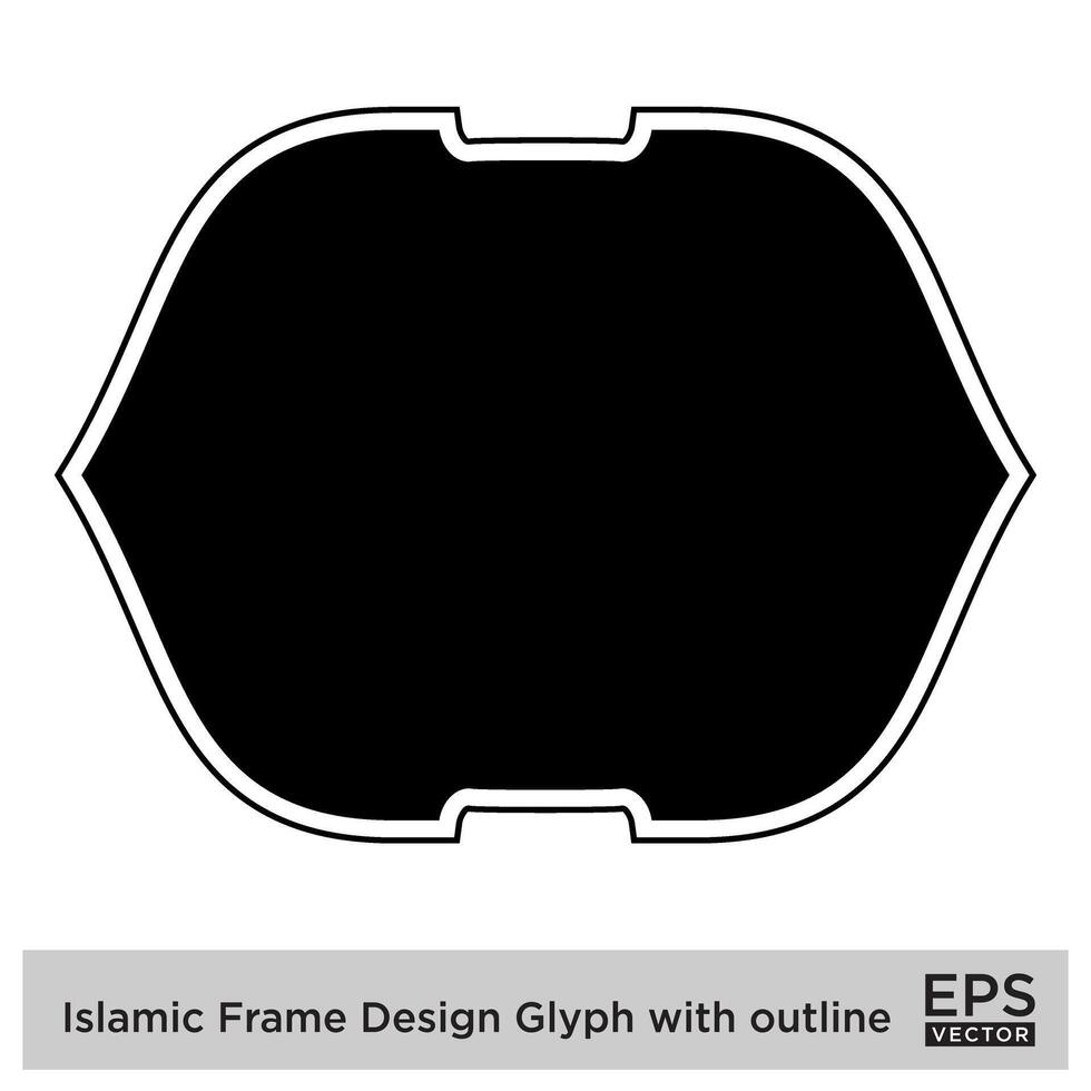 islamique Cadre conception glyphe avec contour noir rempli silhouettes conception pictogramme symbole visuel illustration vecteur