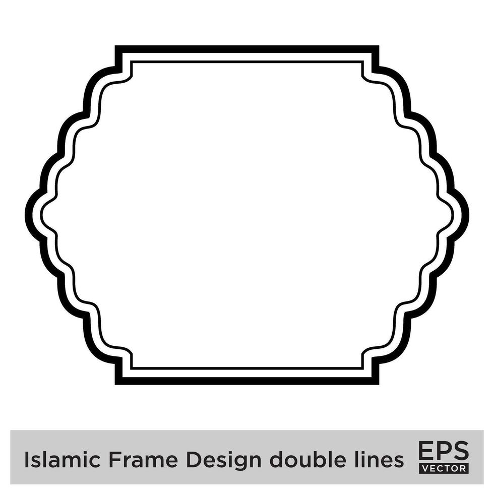 islamique Cadre conception double lignes noir accident vasculaire cérébral silhouettes conception pictogramme symbole visuel illustration vecteur