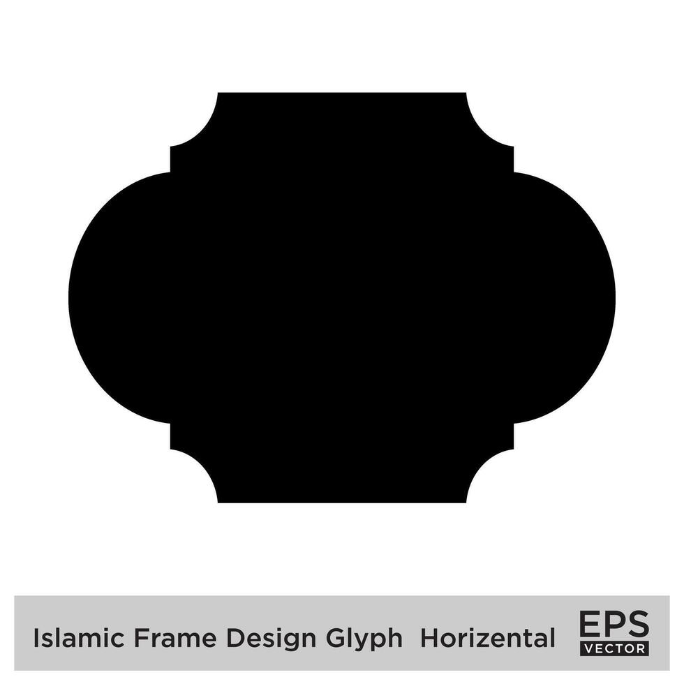 islamique Cadre conception glyphe horizontal noir rempli silhouettes conception pictogramme symbole visuel illustration vecteur