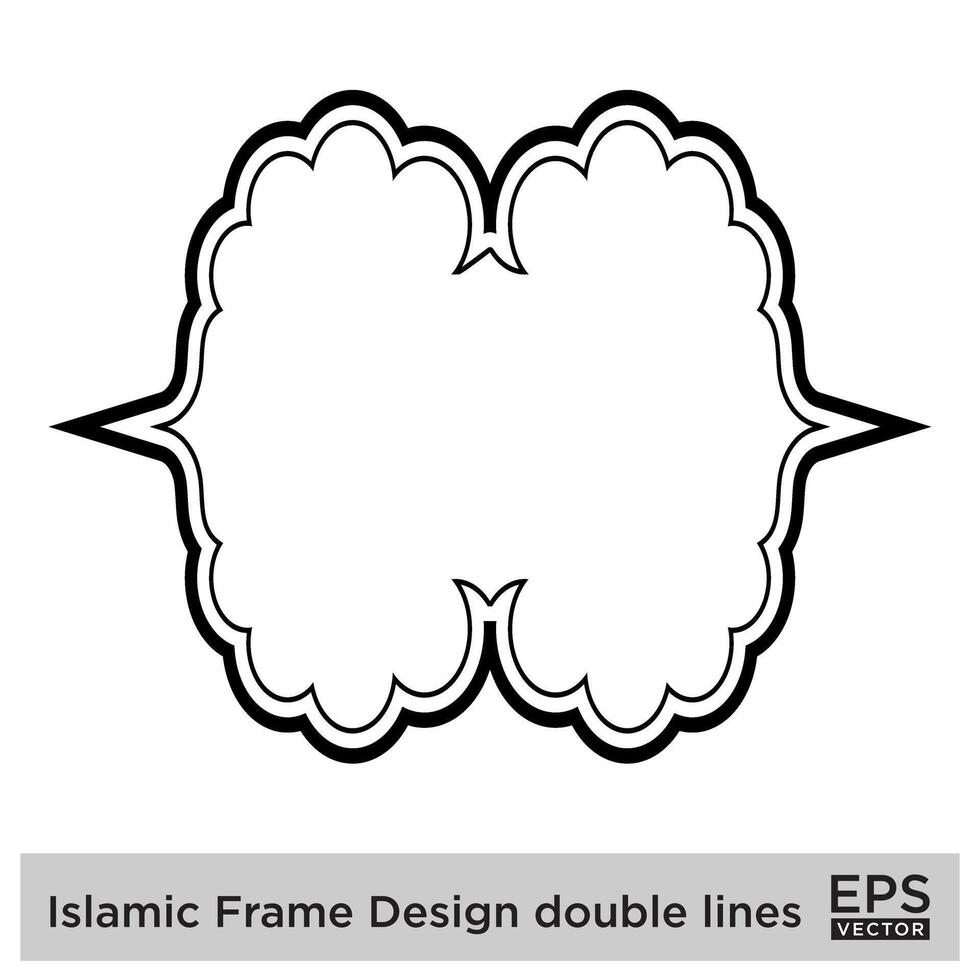 islamique Cadre conception double lignes noir accident vasculaire cérébral silhouettes conception pictogramme symbole visuel illustration vecteur