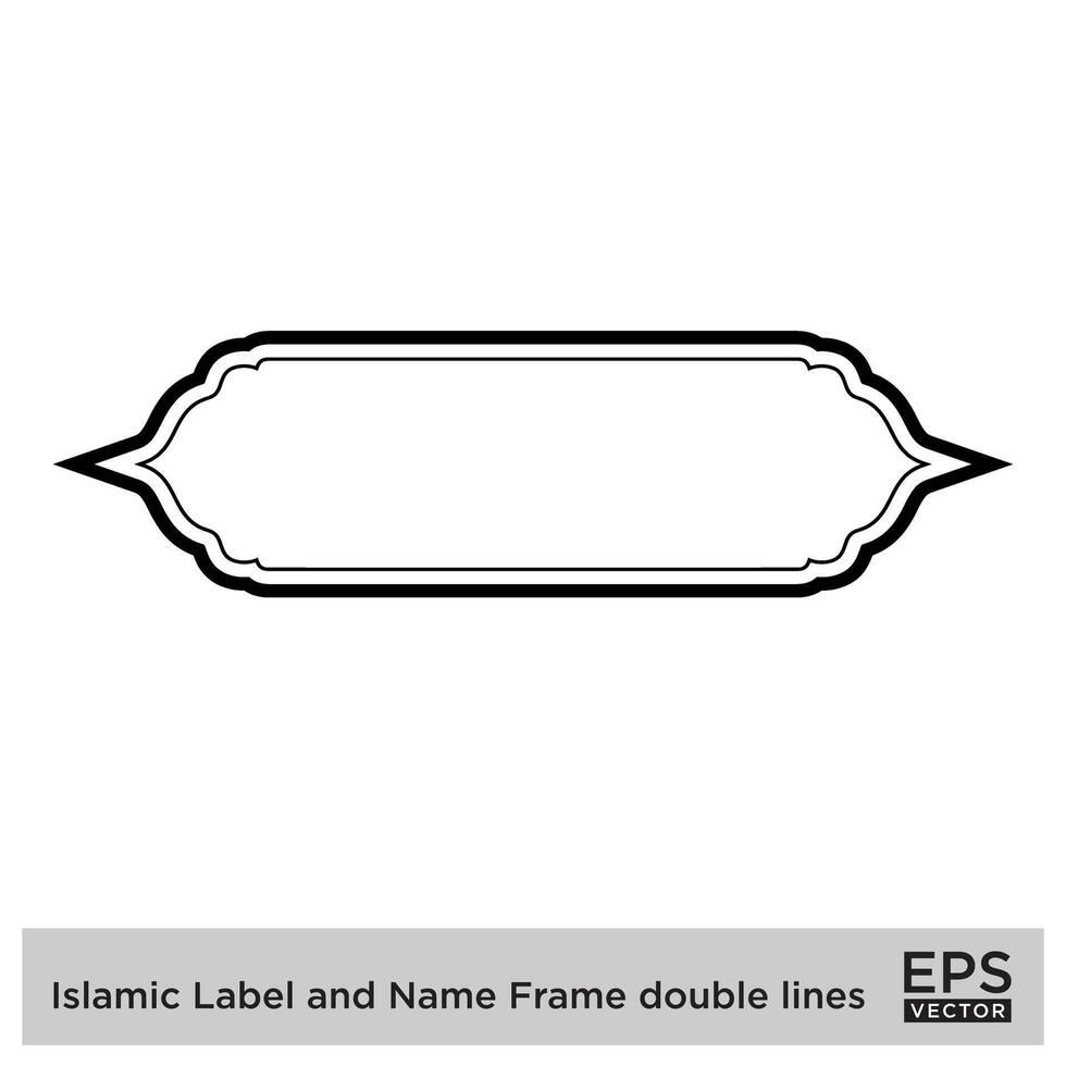 islamique étiquette et Nom Cadre double lignes contour linéaire noir accident vasculaire cérébral silhouettes conception pictogramme symbole visuel illustration vecteur