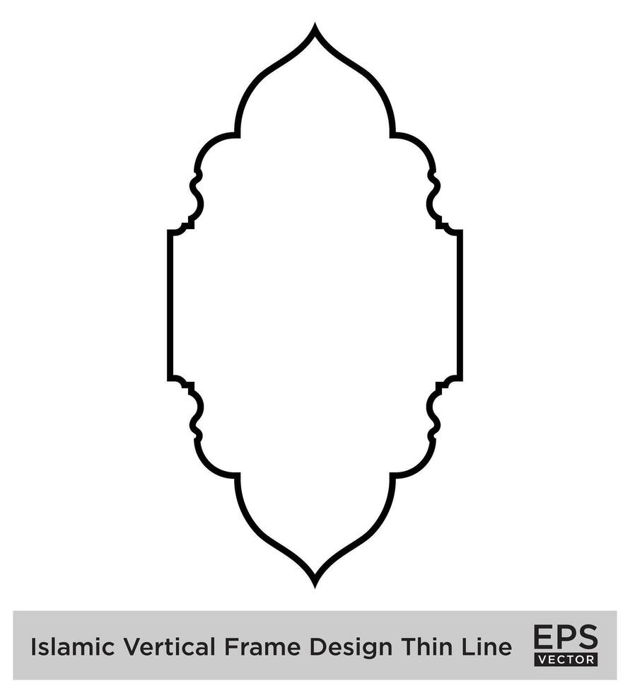 islamique verticale Cadre conception mince ligne noir accident vasculaire cérébral silhouettes conception pictogramme symbole visuel illustration vecteur