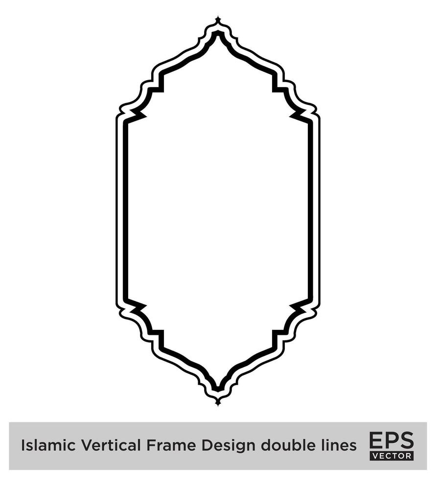 islamique verticale Cadre conception double lignes noir accident vasculaire cérébral silhouettes conception pictogramme symbole visuel illustration vecteur