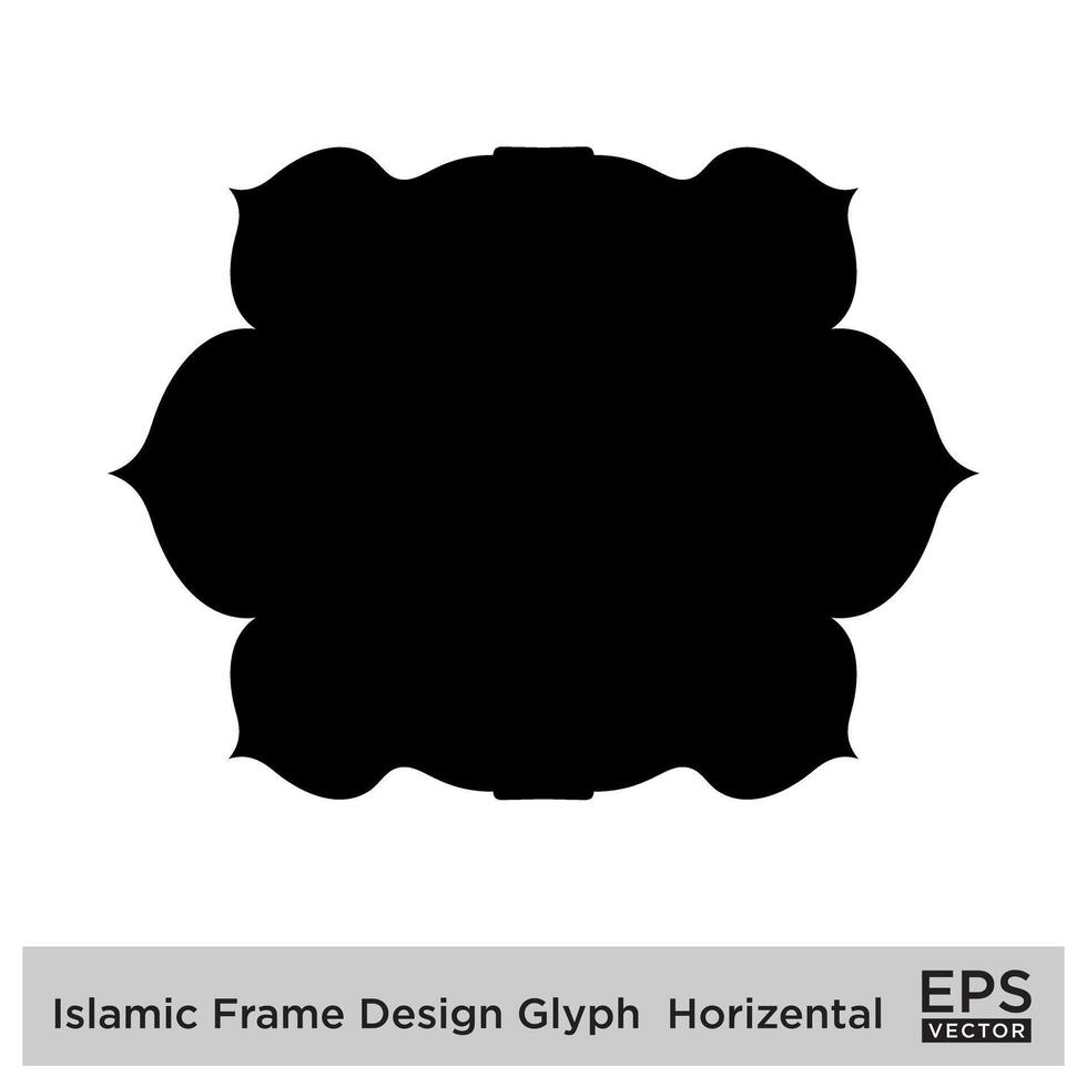 islamique Cadre conception glyphe horizontal noir rempli silhouettes conception pictogramme symbole visuel illustration vecteur