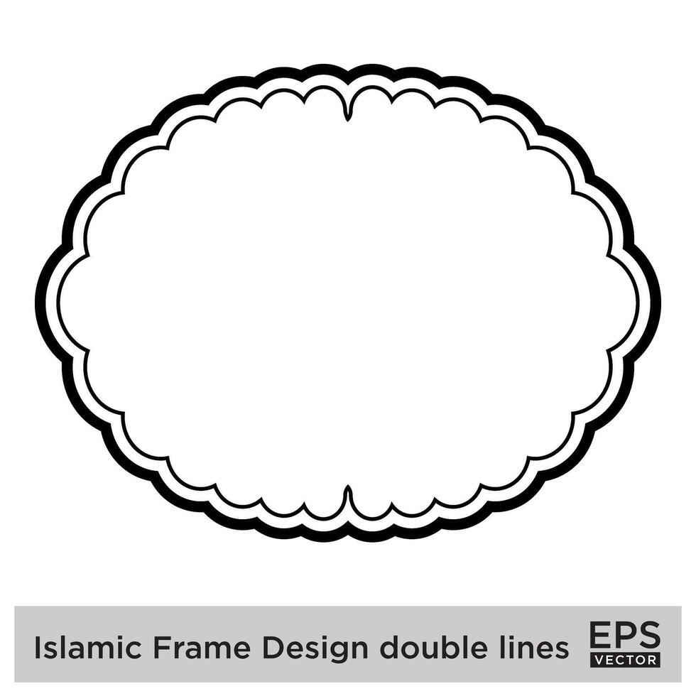 islamique Cadre conception double lignes noir accident vasculaire cérébral silhouettes conception pictogramme symbole visuel illustration vecteur