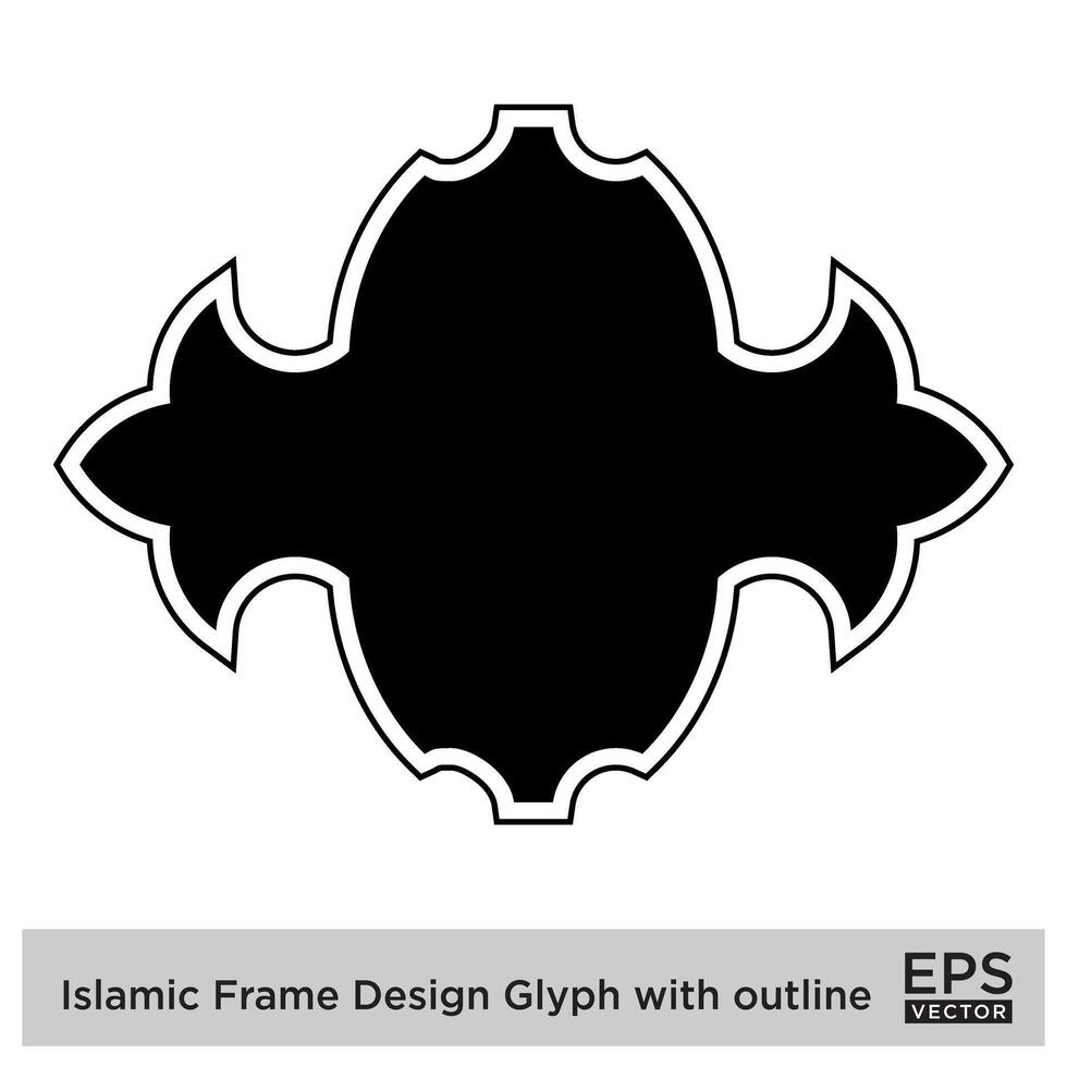 islamique Cadre conception glyphe avec contour noir rempli silhouettes conception pictogramme symbole visuel illustration vecteur