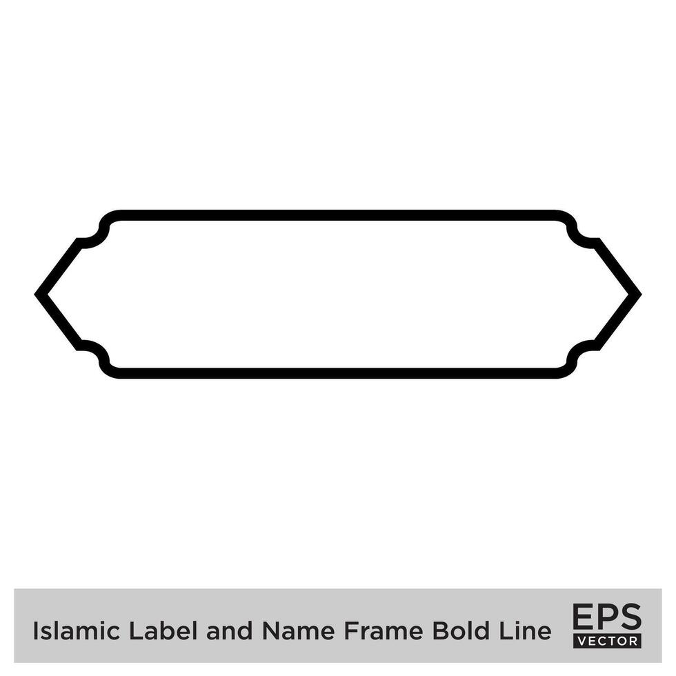 islamique étiquette et Nom Cadre audacieux ligne contour linéaire noir accident vasculaire cérébral silhouettes conception pictogramme symbole visuel illustration vecteur