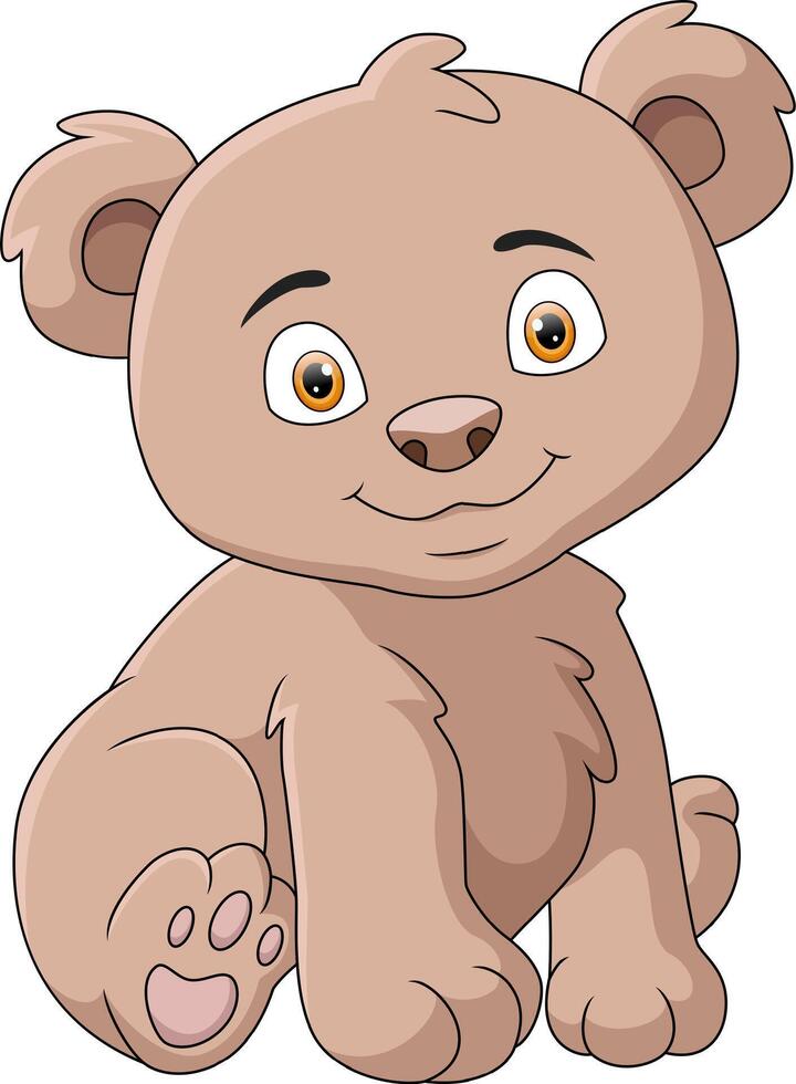 dessin animé mignon petit ours assis vecteur