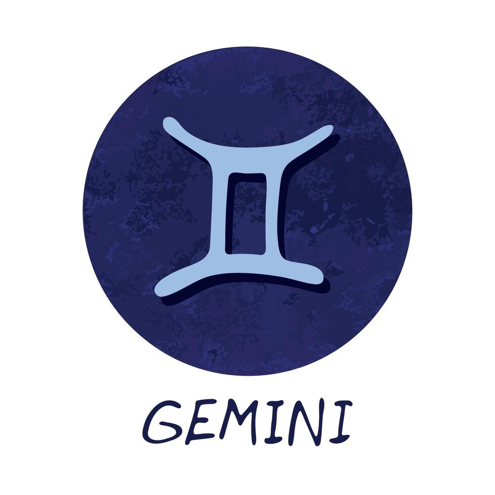 main tiré Gémeaux zodiaque signe dans bleu rond Cadre astrologie griffonnage clipart élément pour conception vecteur