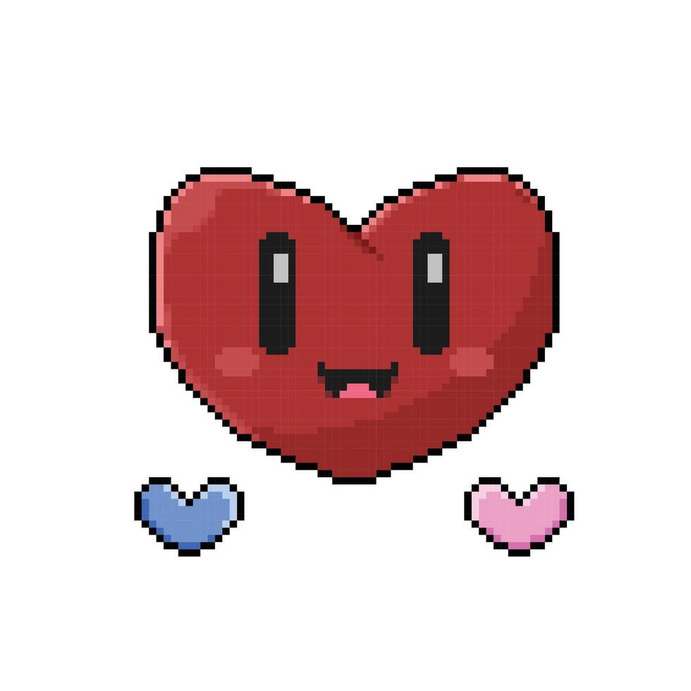 sourire l'amour personnage avec double l'amour dans pixel art style vecteur