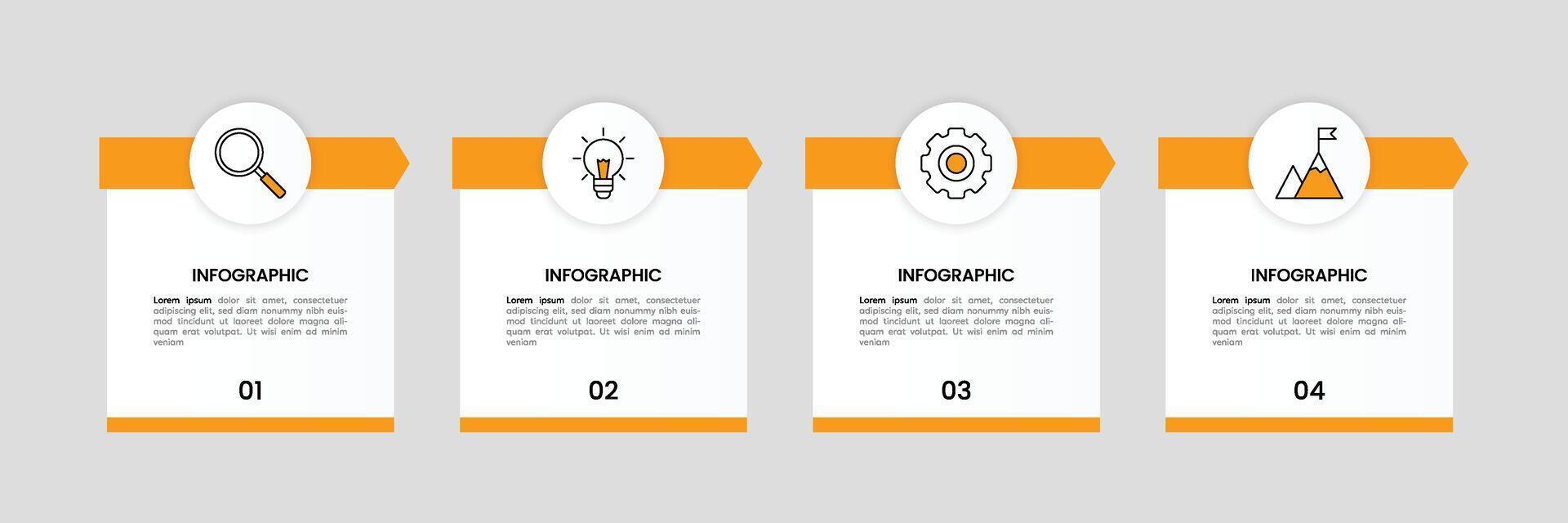 infographie étiquette conception modèle avec Icônes et 4 les options ou pas. vecteur