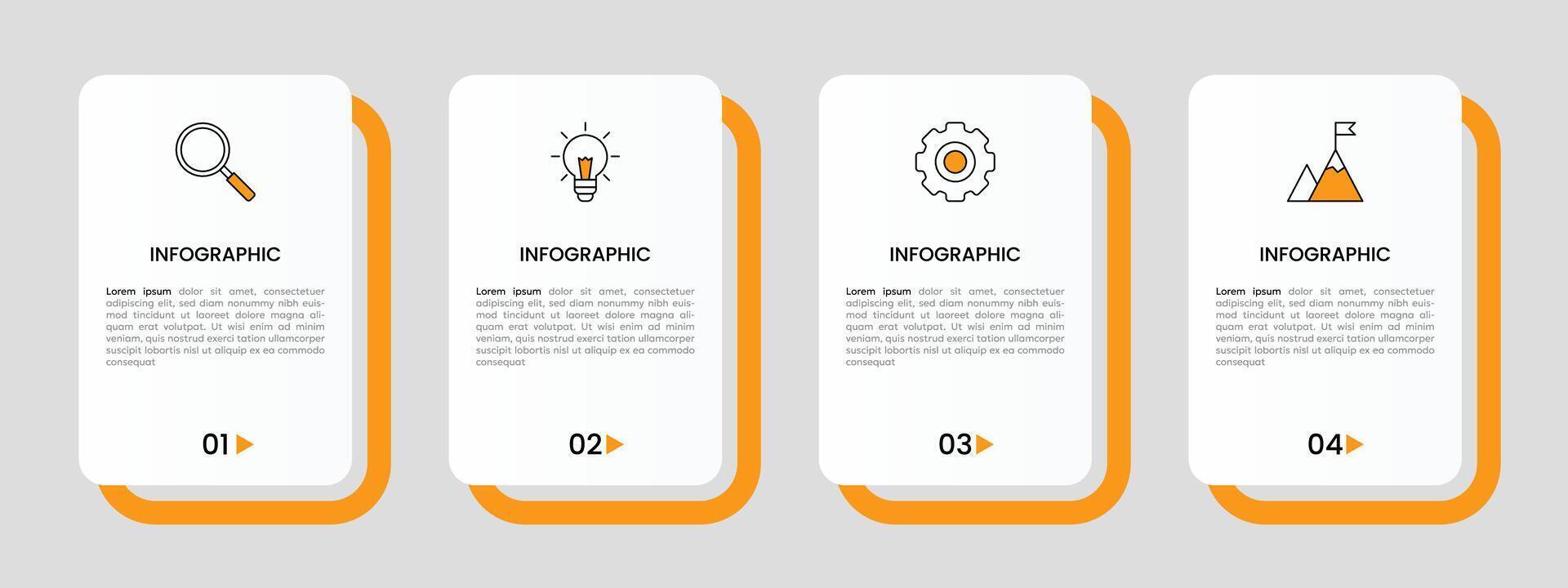 infographie étiquette conception modèle avec Icônes et 4 les options ou pas. vecteur